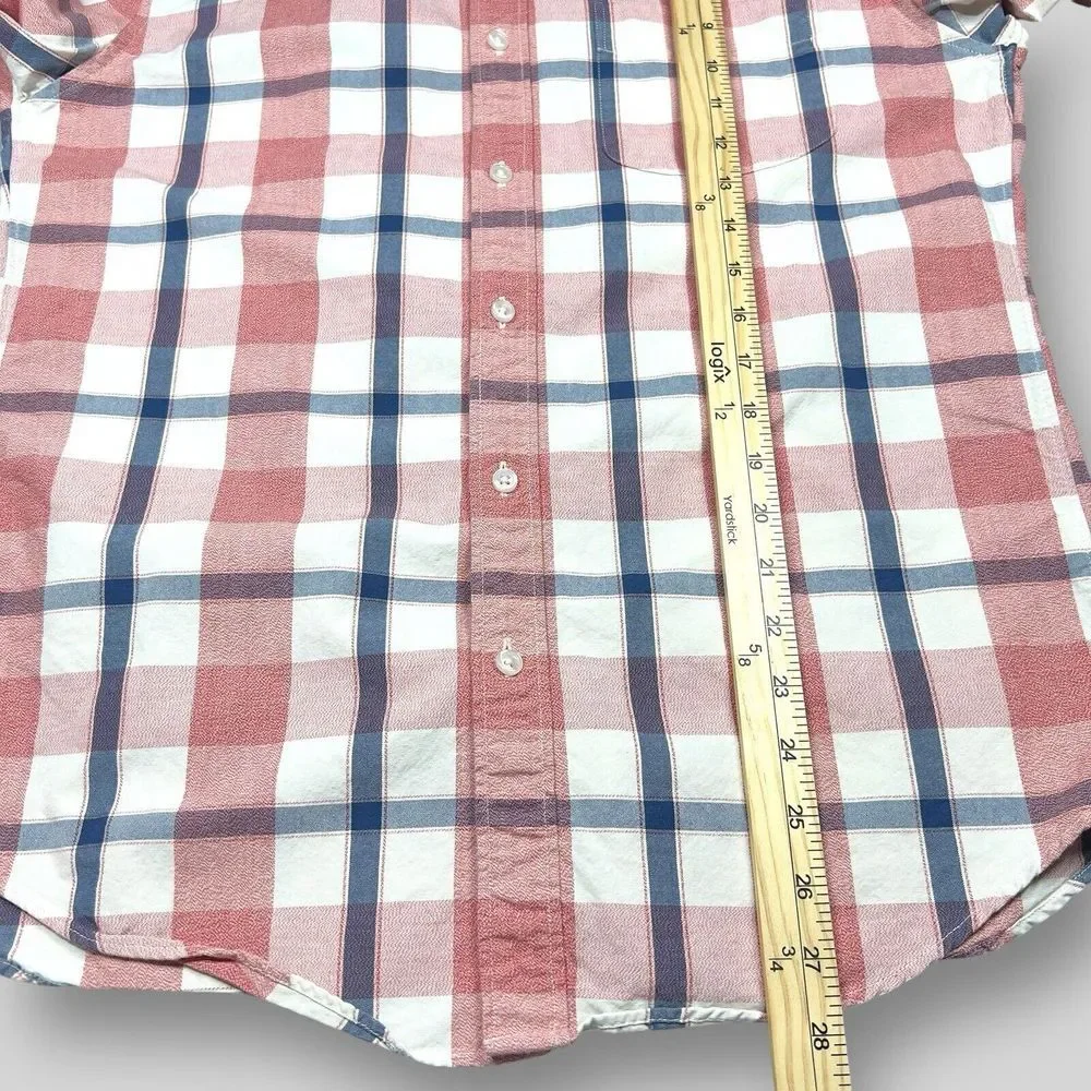 J. Crew Shirt Mens‎ Medium Jaspe Oxford Pink Plaid Slim Fit Casual Dress Shirt